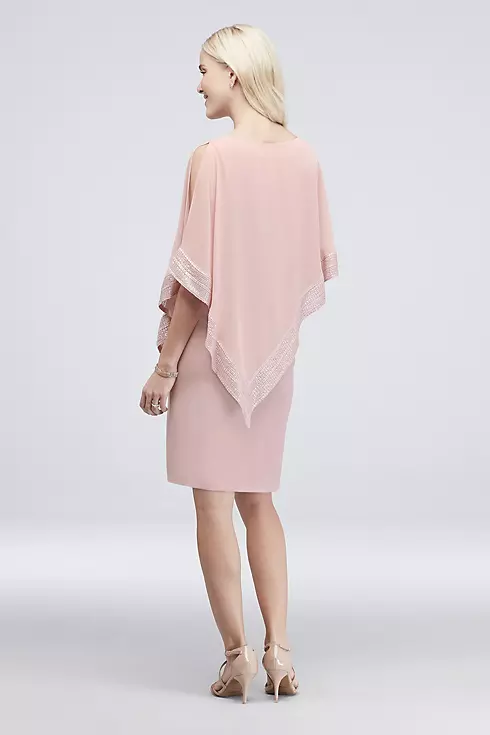 Short Jersey Cape Dress with Pleated Trim Image 2