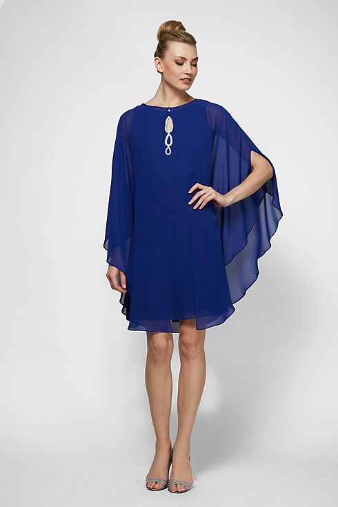 Crystal Keyhole Chiffon Dress with Matching Cape Image 1