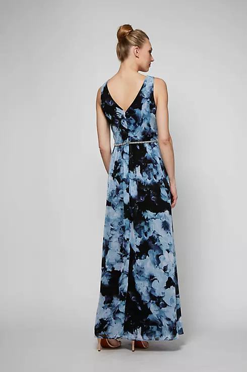 Beaded Floral-Printed Chiffon Surplice Maxi Dress Image 2