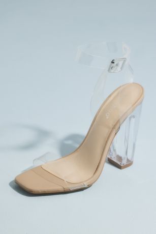 Bamboo Slash-06 Double Strap Clear Heel