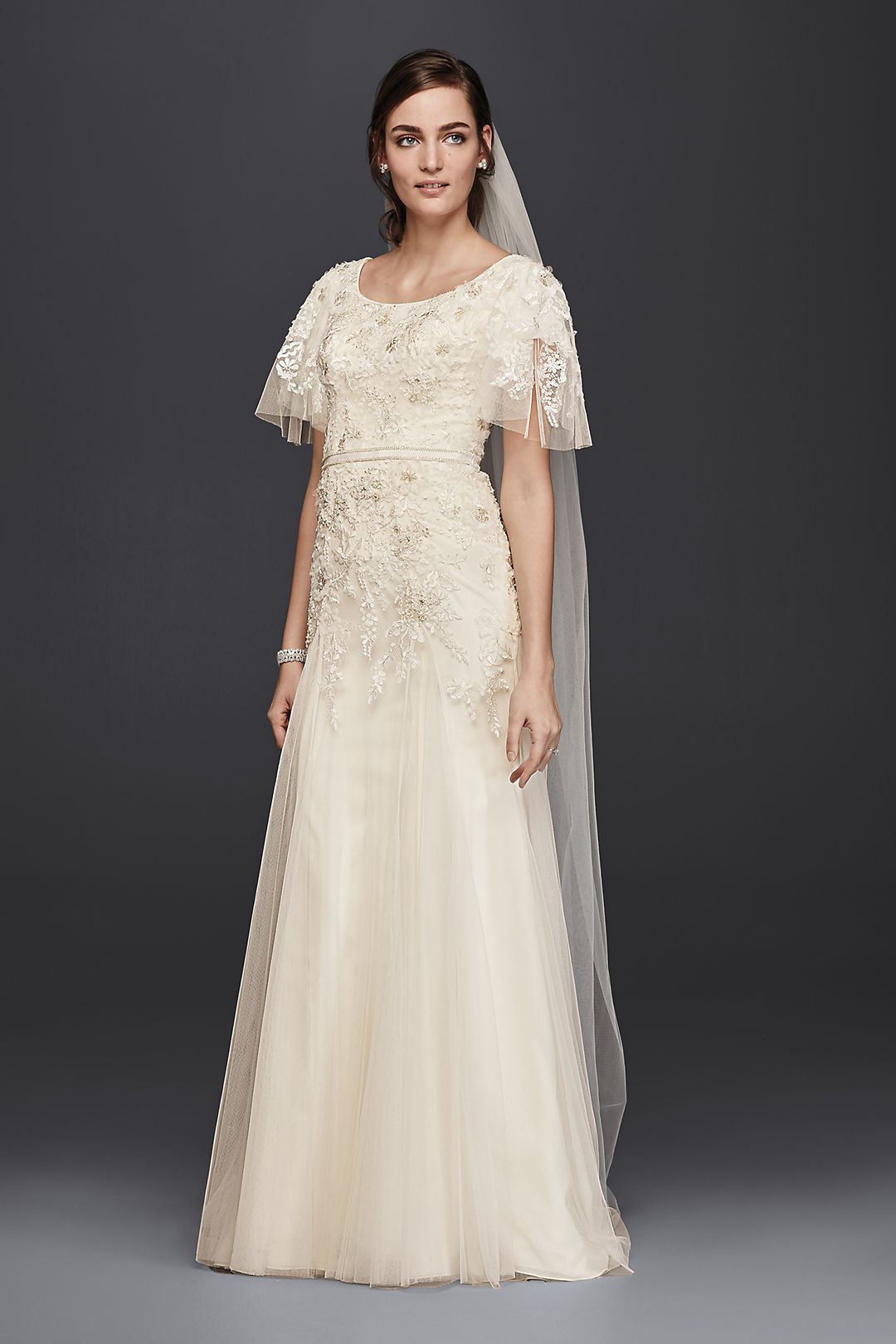 Melissa Sweet Net Wedding Dress with Straps  Image
