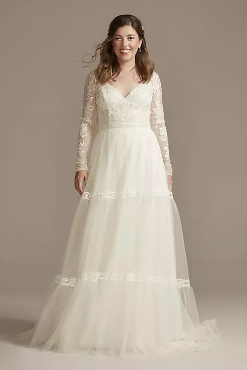 Corset Bodice Long Sleeve A-Line Wedding Dress Image 1