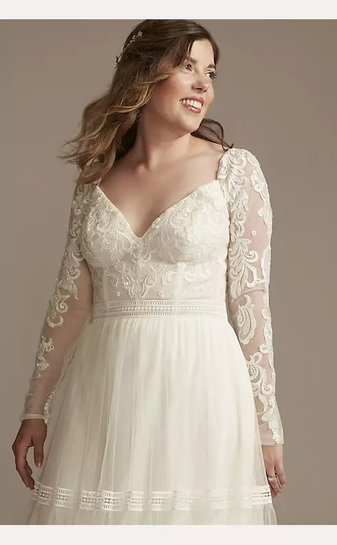  Long Sleeves Lace up Corset A-Line Wedding Dresses for