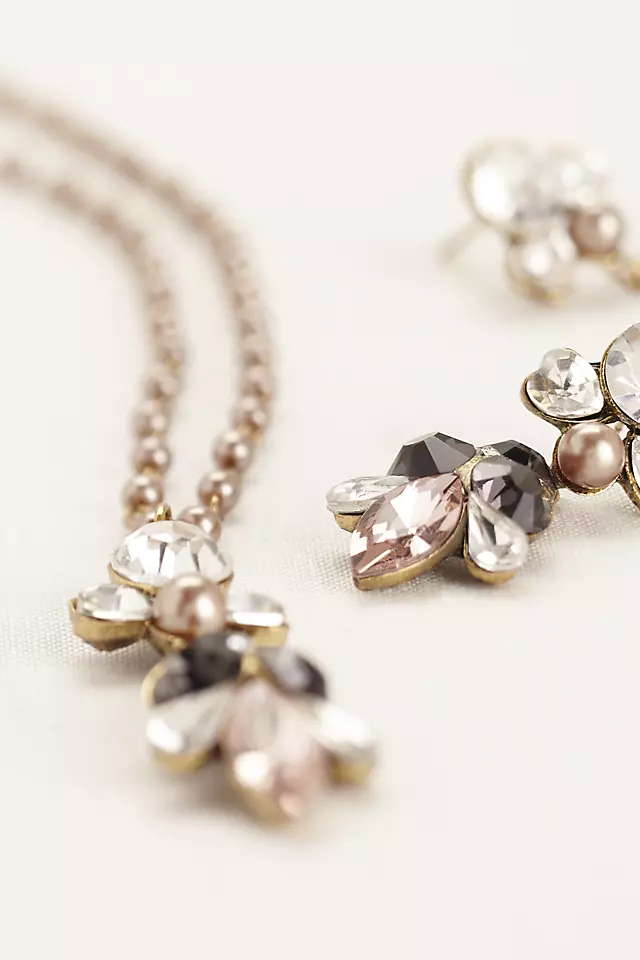 Pearl and Chain Link Crystal Embellished Set Image