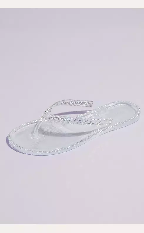 Crystal-Trimmed Clear Flip Flops Image 1