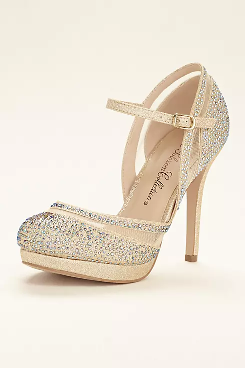 Mesh and Crystal Embellished Closed Toe Pump Image 1