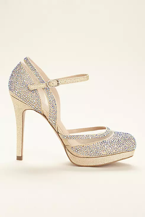 Mesh and Crystal Embellished Closed Toe Pump Image 2