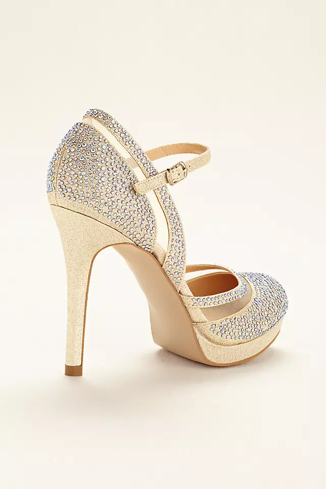 Mesh and Crystal Embellished Closed Toe Pump Image 3