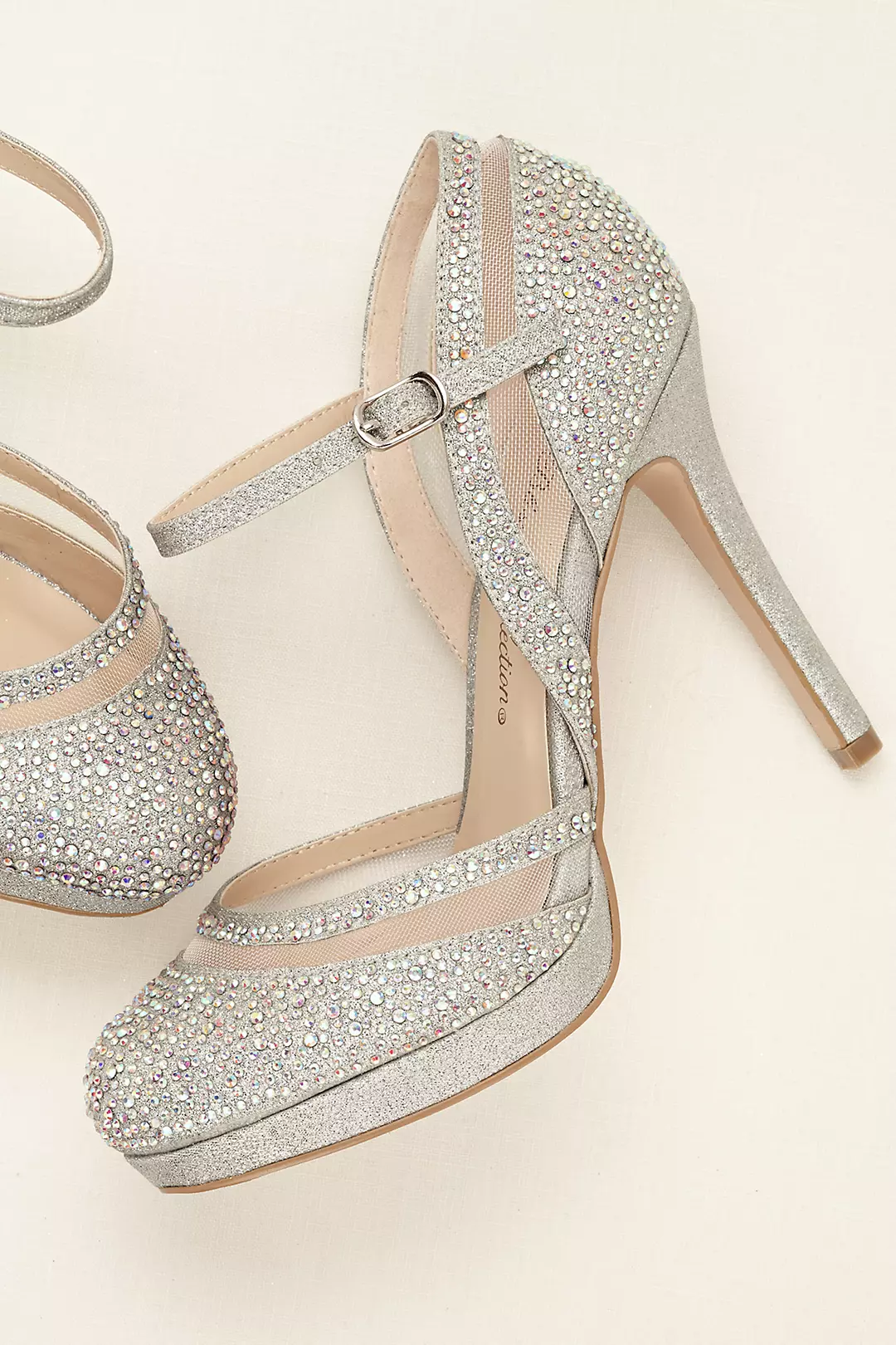 Mesh and Crystal Embellished Closed Toe Pump | David's Bridal Mesh and Crystal Embellished Closed Toe Pump | David's Bridal