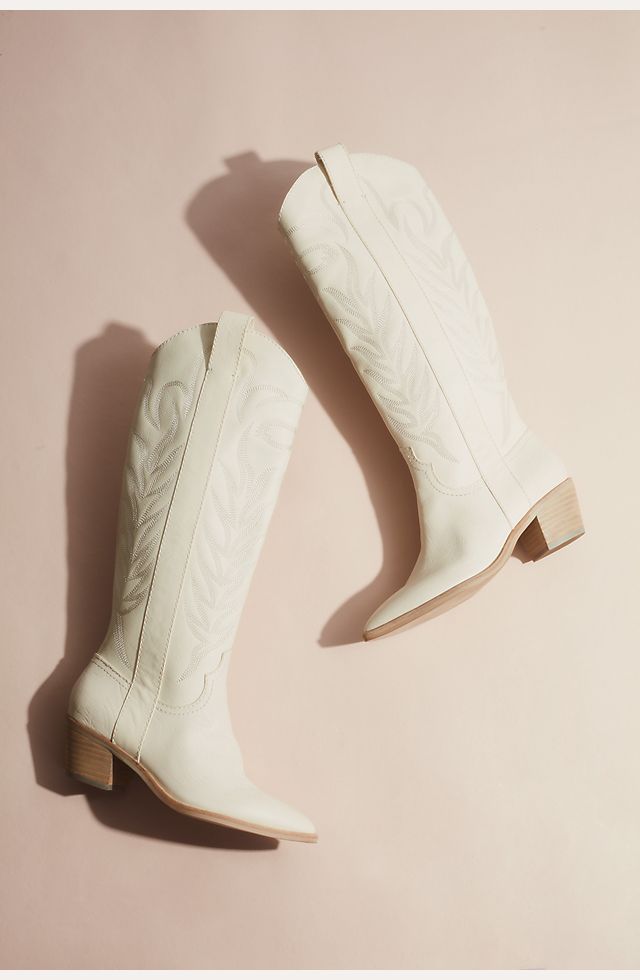 Stitched Leather Western Boots | David's Bridal