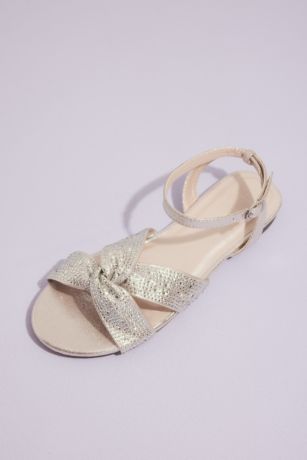 DB Studio Pink Flat Sandals (Crystal Embellished Knotted Flat Sandals)