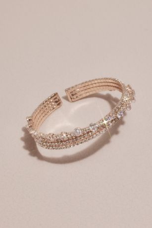 Overlapping Crystals Slim Bangle Bracelet