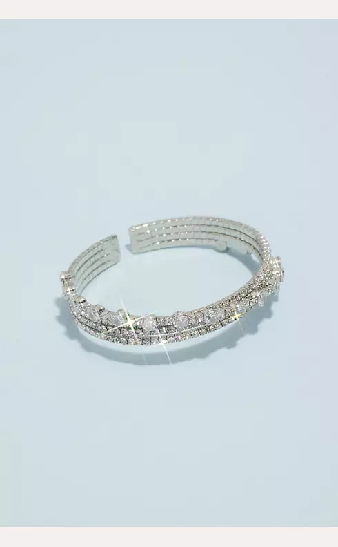 Overlapping Crystals Slim Bangle Bracelet Image 3