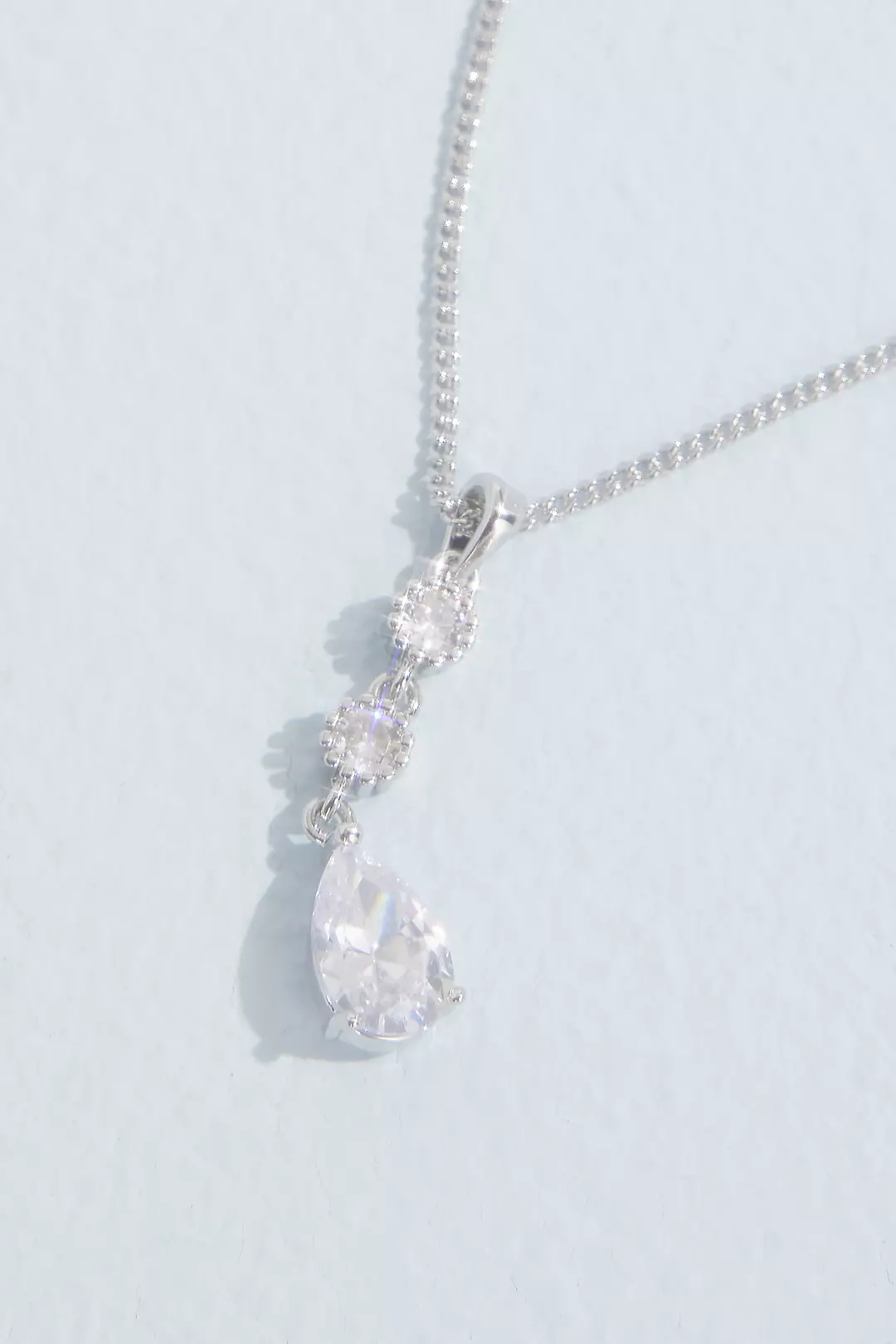 Teardrop Cubic Zirconia Crystal Pendant Necklace Image 2