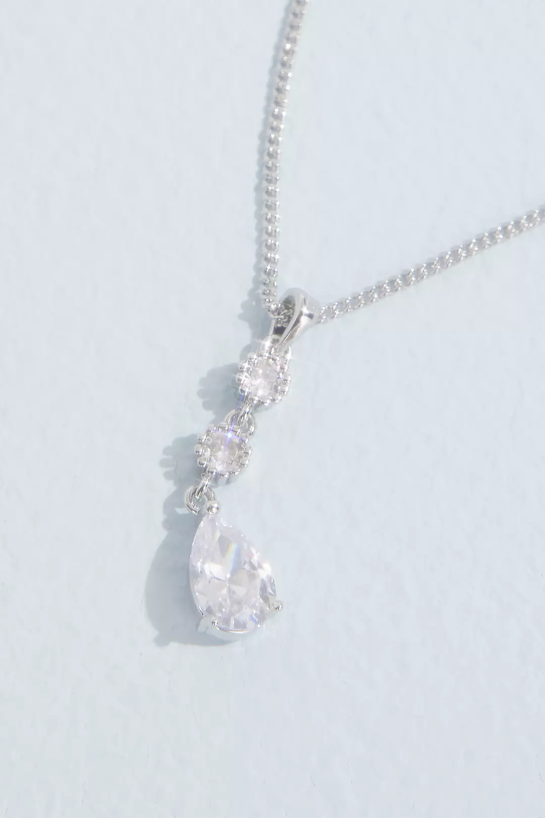 Teardrop Cubic Zirconia Crystal Pendant Necklace | David's Teardrop Cubic Zirconia Crystal Pendant Necklace | David's