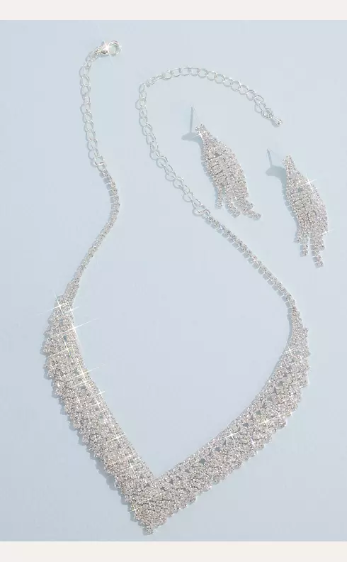 Crystal Fringe Necklace and Earring Set Image 1