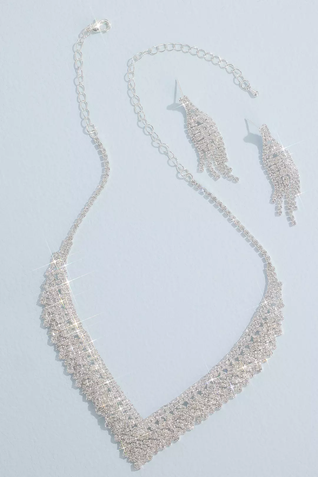 Crystal Fringe Necklace and Earring Set Image