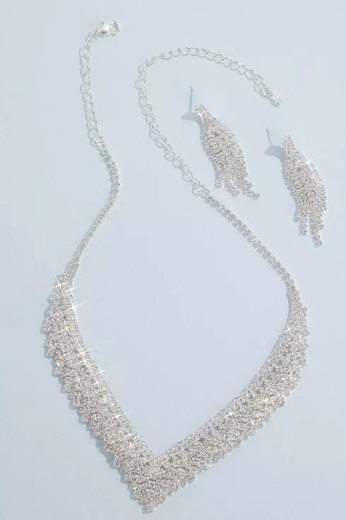 Crystal Fringe Necklace and Earring Set Image 1