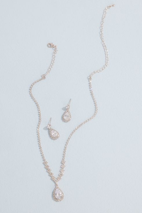 Teardrop Crystal Necklace and Earring Set Image