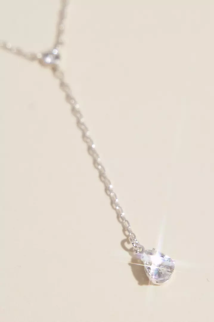 Cubic Zirconia Y-Drop Necklace | David's Bridal Cubic Zirconia Y-Drop Necklace | David's Bridal