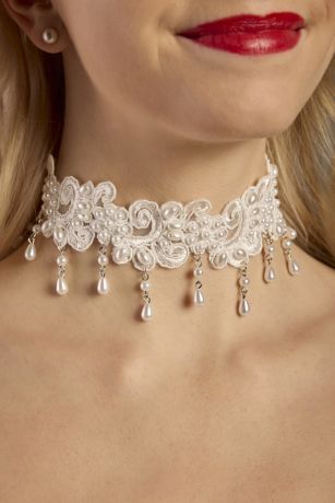Drop Pearl Lace Choker