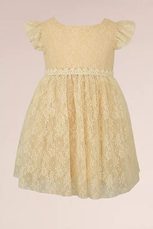 Floral Lace Flower Girl Dress with Cap Sleeves Image 1