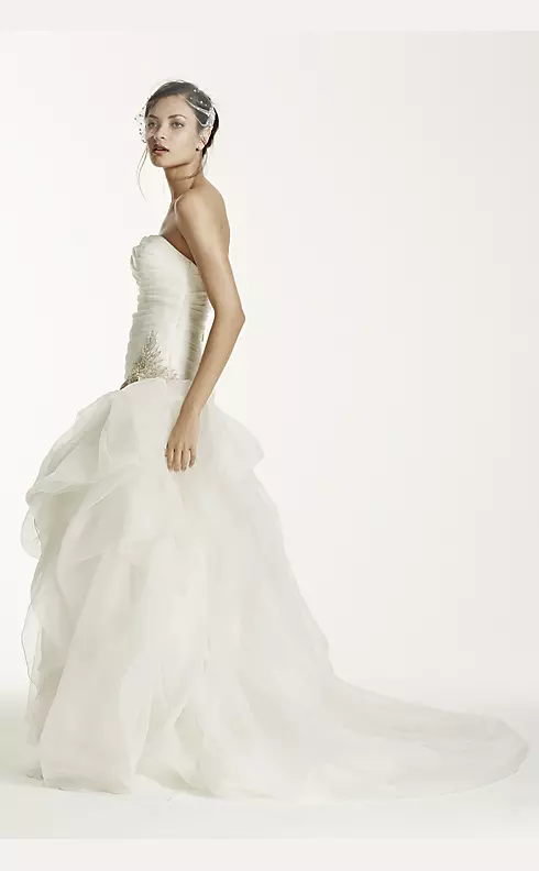 Organza and Tulle High-Low Gown with Beaded Flower Image 3