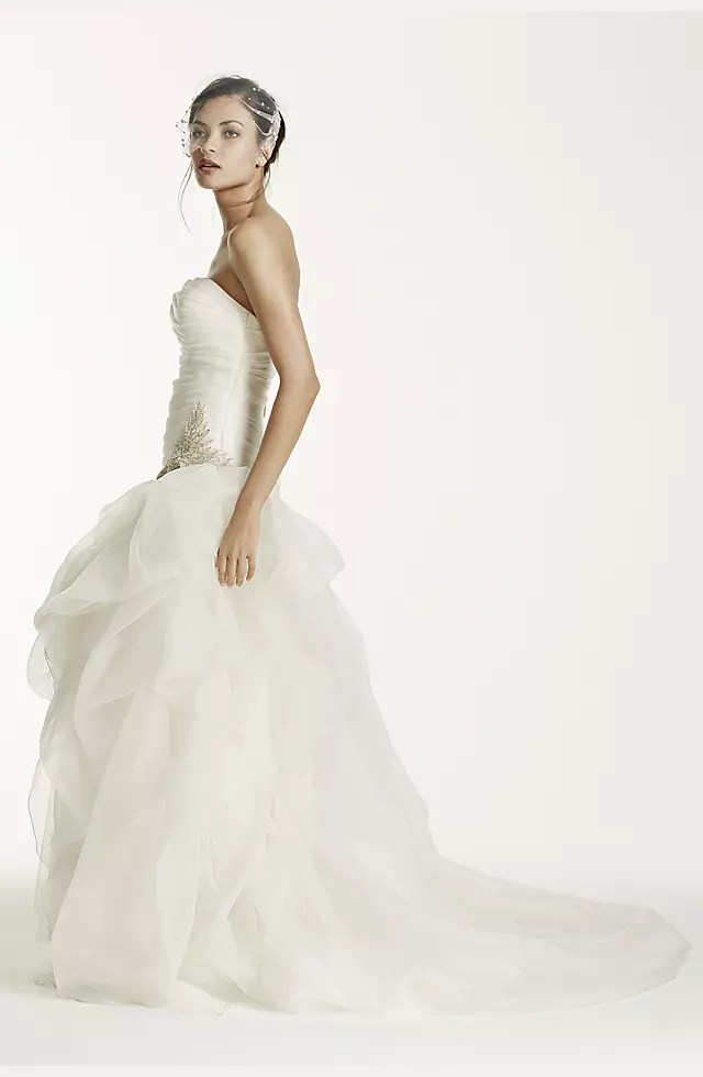 Organza and Tulle High-Low Gown with Beaded Flower Image 3