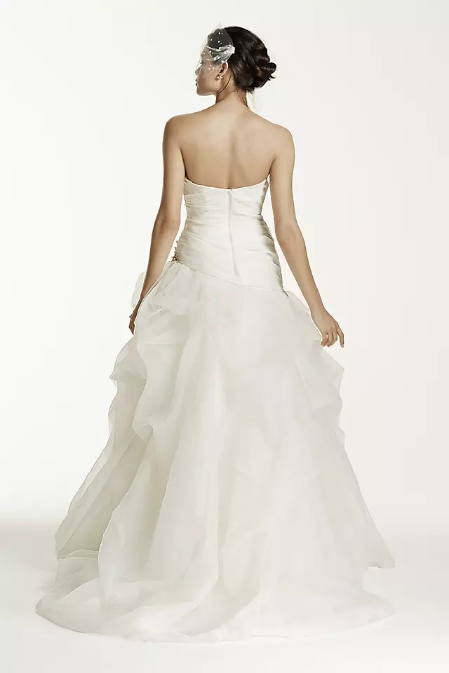 Organza and Tulle High-Low Gown with Beaded Flower Image 2