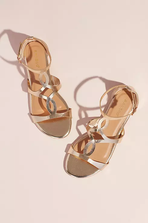 Metallic Flat Sandals with Vamp Cutouts Image 3