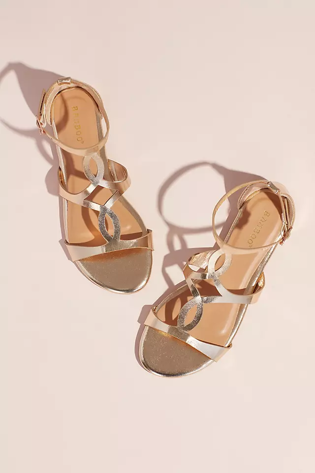 Metallic Flat Sandals with Vamp Cutouts Image 3