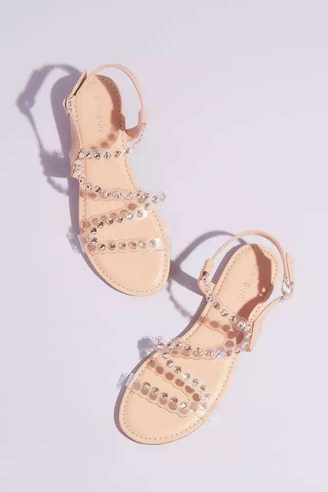 Flat Clear Strap Sandals with Iridescent Studs Image 3