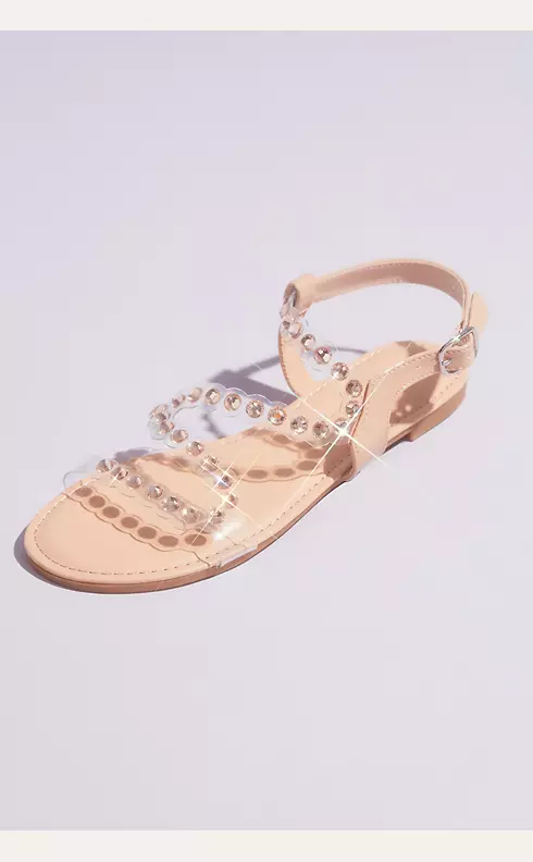 Flat Clear Strap Sandals with Iridescent Studs Image 1