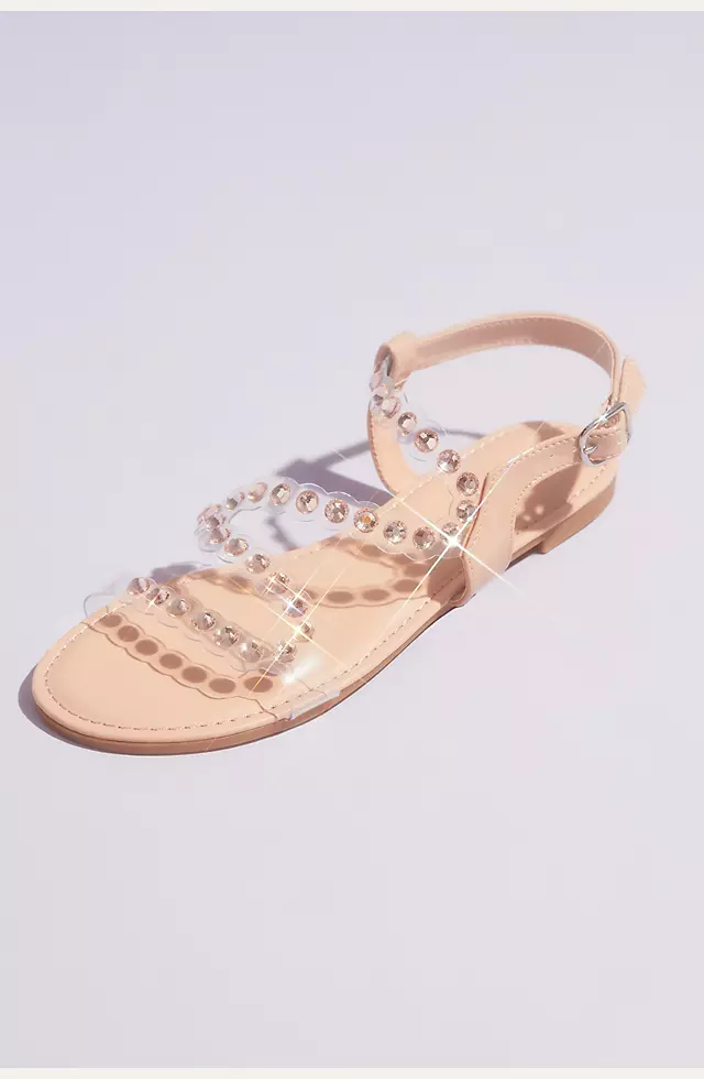 Flat Clear Strap Sandals with Iridescent Studs Image