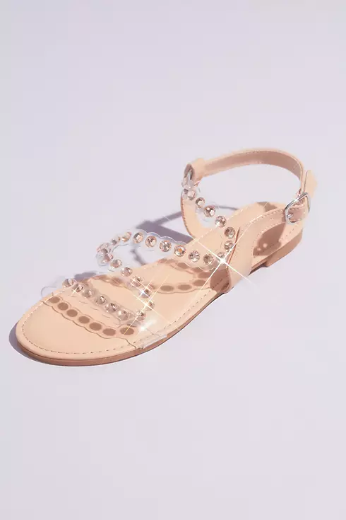 Flat Clear Strap Sandals with Iridescent Studs Image 1