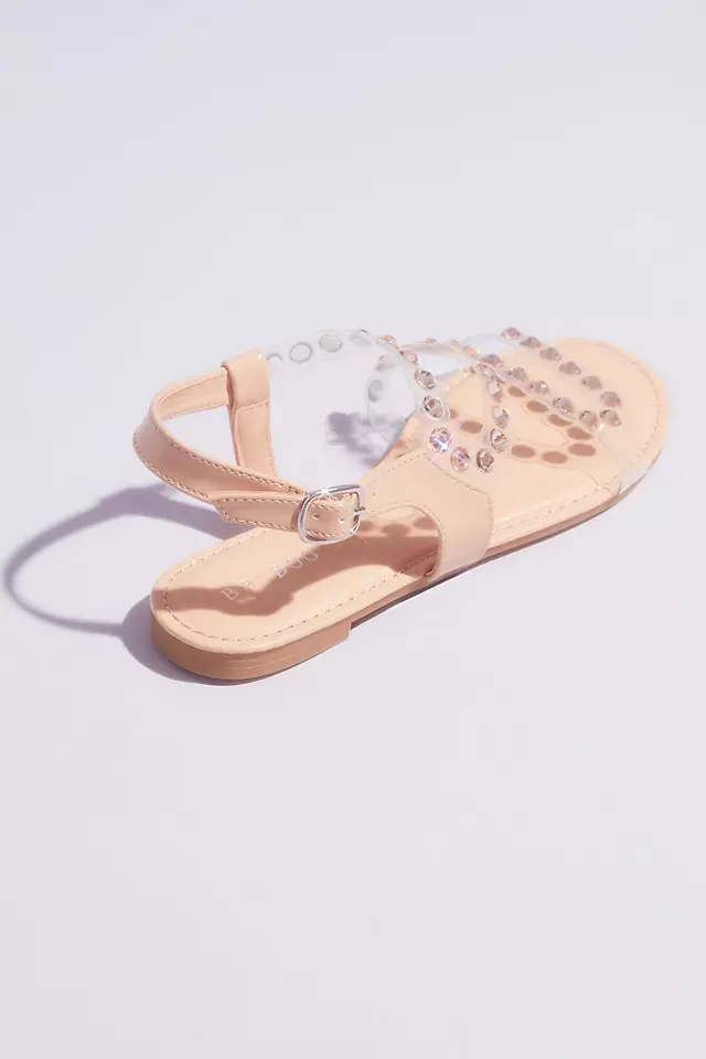 Flat Clear Strap Sandals with Iridescent Studs Image 2