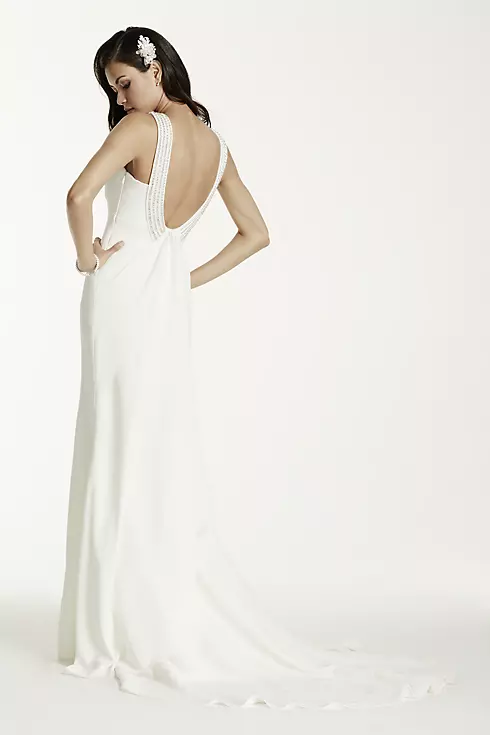Crepe Halter Sheath Gown with Draped Back Image 2