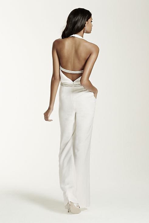 Ivory Wedding Jumpsuit with Cowl Neck Image 2