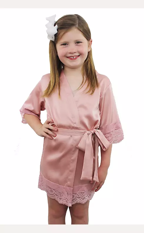 Childrens Satin Lace Robe Image 1