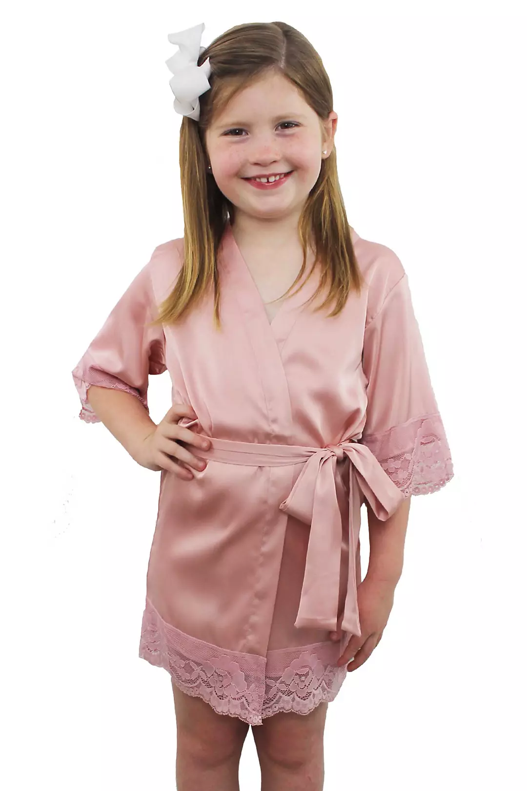 Childrens Satin Lace Robe Image