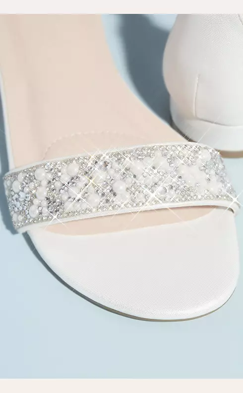 Crystal Embellished Straps Flat Satin Sandals Image 4