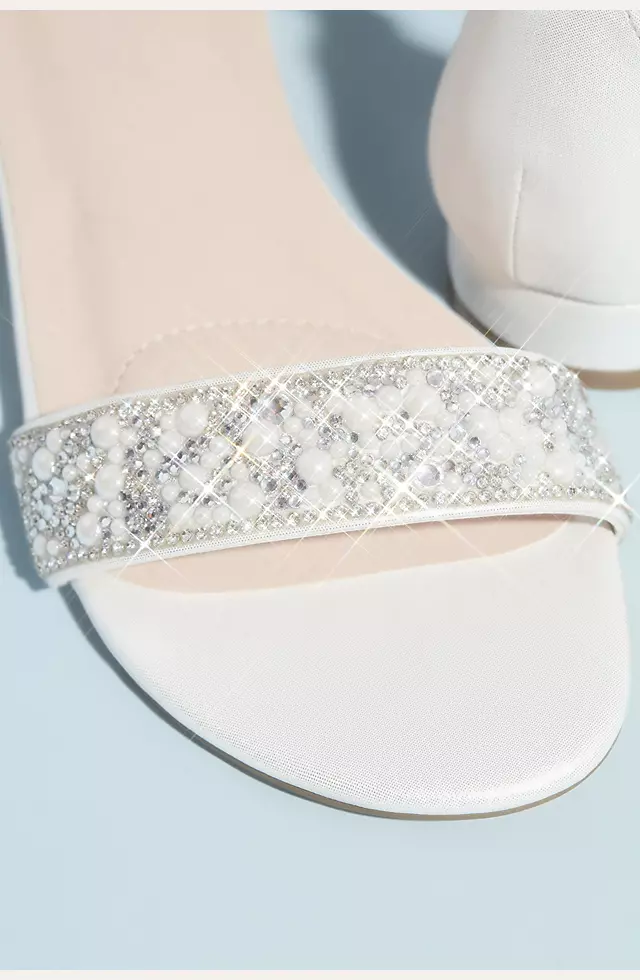 Crystal Embellished Straps Flat Satin Sandals Image 4