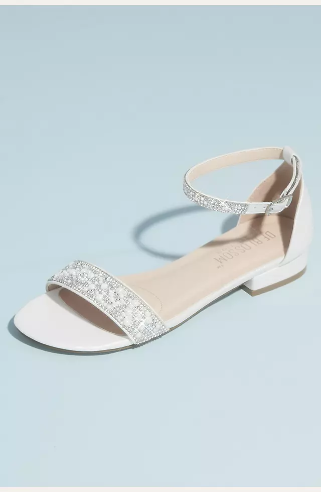 Crystal Embellished Straps Flat Satin Sandals Image