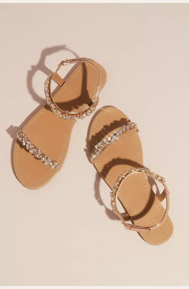 Marquise Crystal Cluster Straps Flat Sandals Image
