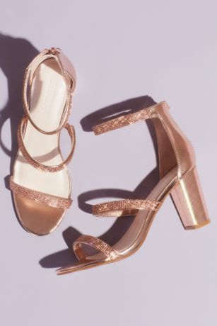Triple-Strap Block Heel Sandals with Crystals | David's Bridal