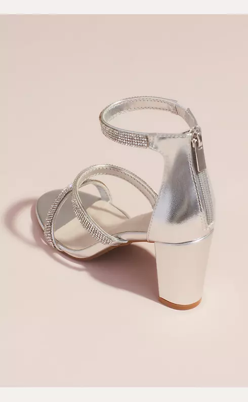Triple-Strap Block Heel Sandals with Crystals Image 2