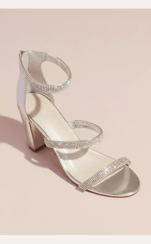Triple-Strap Block Heel Sandals with Crystals Image 1