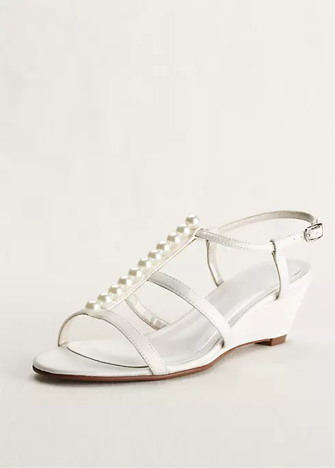 Caparros Mid Heel Pearl Detailed Wedge Sandal Image 1