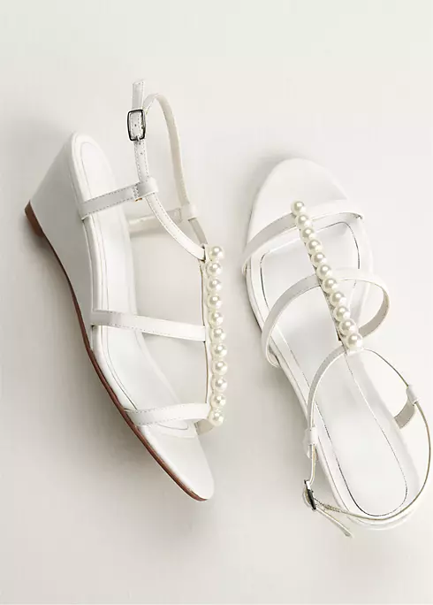 Caparros Mid Heel Pearl Detailed Wedge Sandal Image 4
