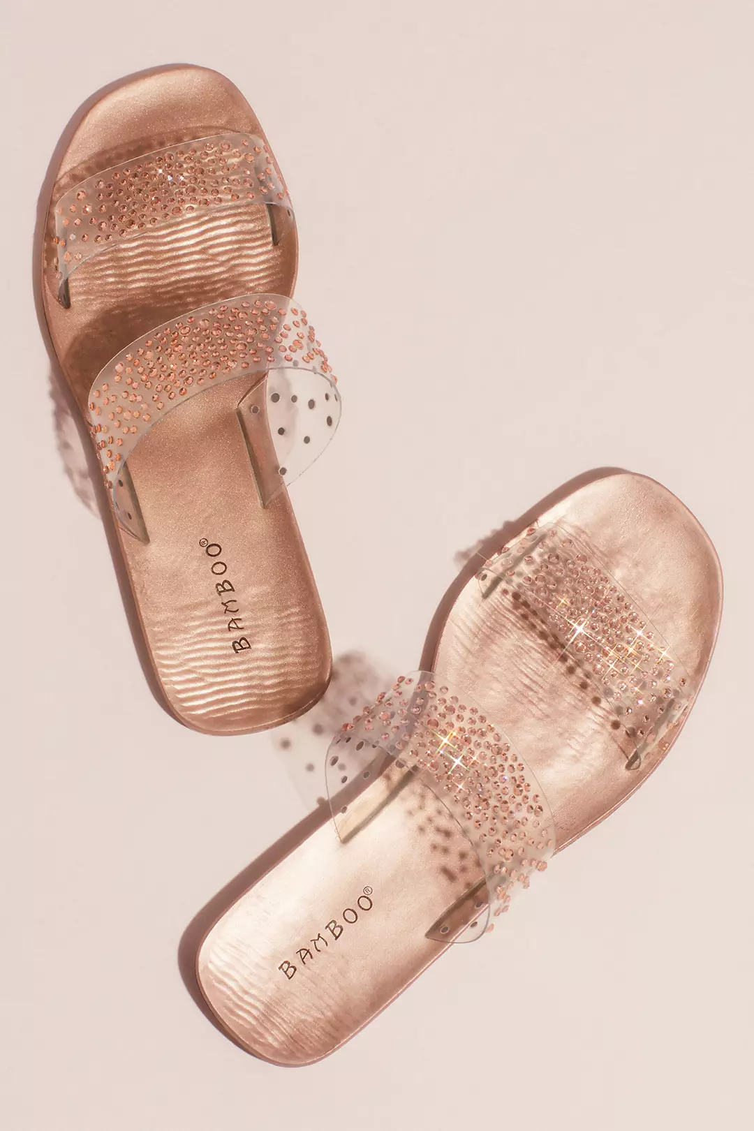 Clear Strap Metallic Crystal Slide Sandals Image